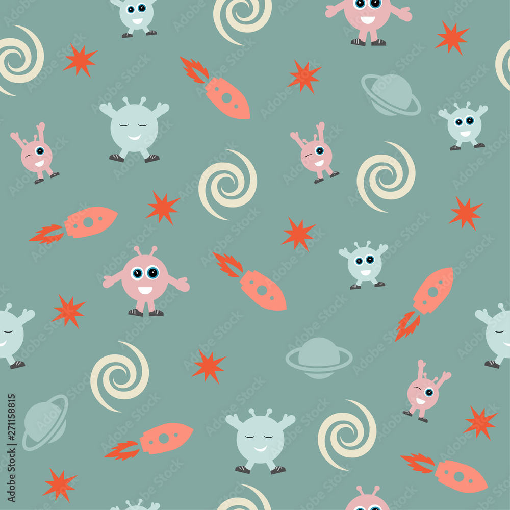 seamless space pattern for children