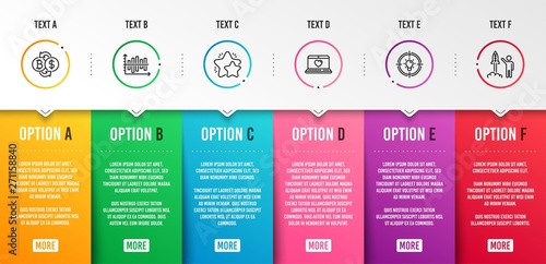 Bitcoin exchange, Star and Idea icons simple set. Web love, Diagram chart and Launch project signs. Cryptocurrency change, Customer feedback. Technology set. Infographic template. 6 steps timeline