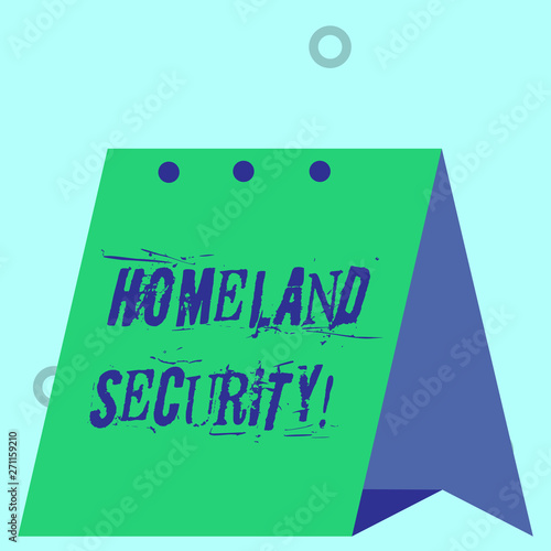 Word writing text Homeland Security. Business photo showcasing federal agency designed to protect the USA against threats Modern fresh and simple design of calendar using hard folded paper material © Artur