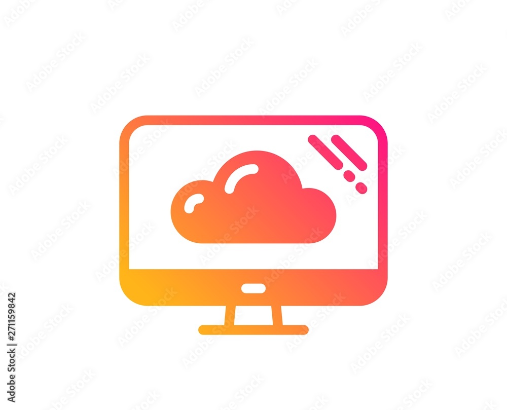 Computer icon. Cloud storage service sign. Monitor symbol. Classic flat style. Gradient cloud storage icon. Vector Computer icon. Cloud storage service sign. Monitor symbol. Classic flat style. Gradient cloud storage icon. Vector