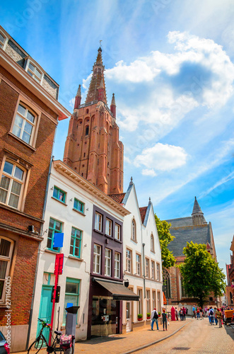 Church Of Our Lady and traditional narrow streets in Bruges (Brugge), Belgium © Olena Zn