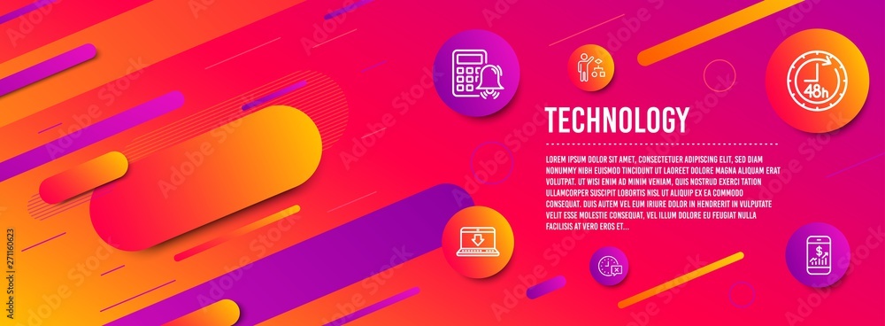 Header banner. 48 hours, Algorithm and Time icons simple set. Calculator alarm, Internet downloading and Mobile finance signs. Delivery service, Developers job. Technology set. Line 48 hours icon Header banner. 48 hours, Algorithm and Time icons simple set. Calculator alarm, Internet downloading and Mobile finance signs. Delivery service, Developers job. Technology set. Line 48 hours icon