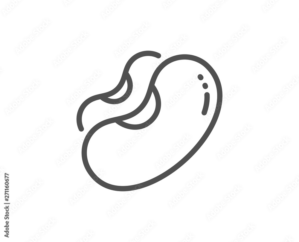 Beans line icon. Tasty seed sign. Vegan food symbol. Quality design element. Linear style beans icon. Editable stroke. Vector Beans line icon. Tasty seed sign. Vegan food symbol. Quality design element. Linear style beans icon. Editable stroke. Vector