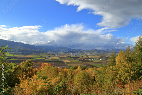 ハートヒルパーク展望台から望む秋の富良野 ( Autumn rural scenery at Furano, Hokkaido, Japan )