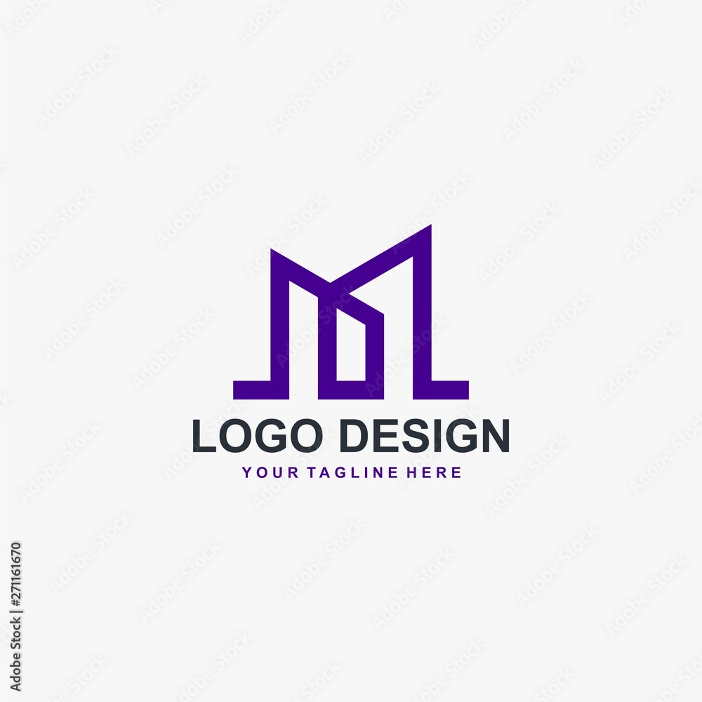 Letter M logo design vector. Real estate logo four your business.