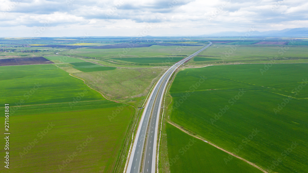 Aerial view of highway in Bulgaria.