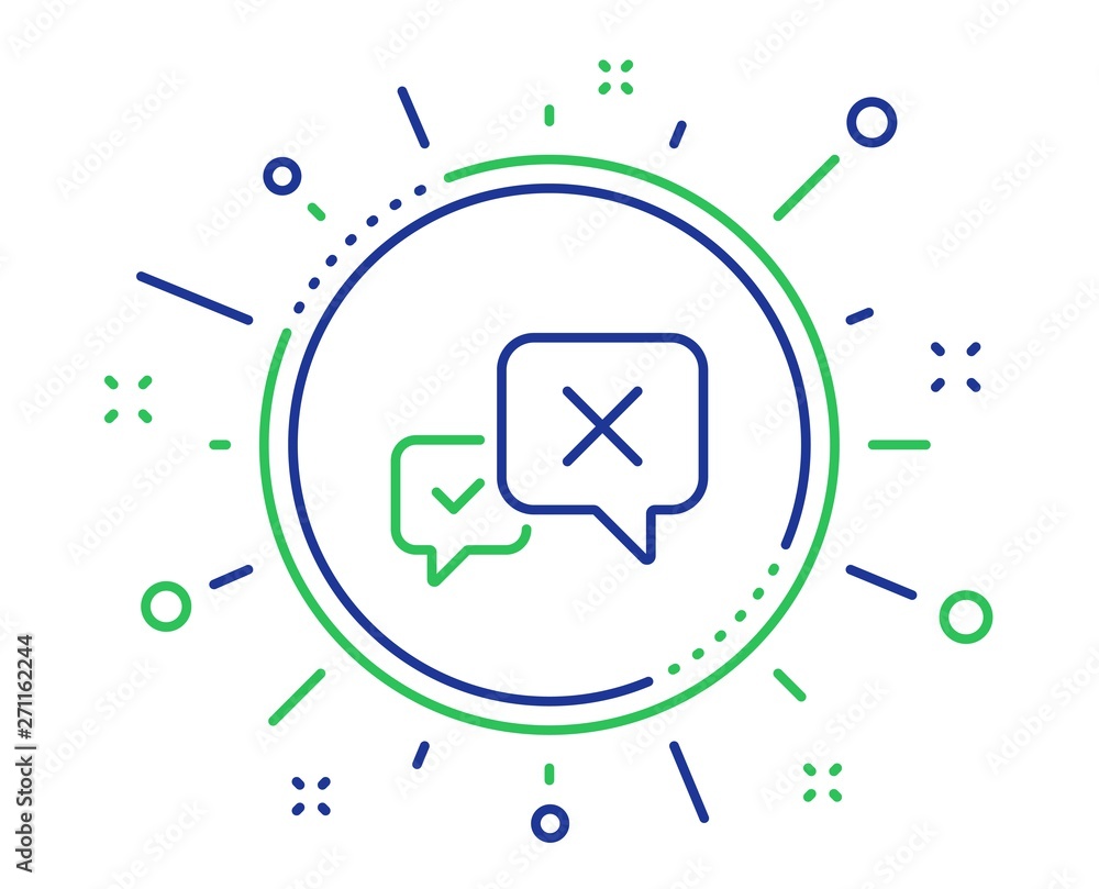 Reject message line icon. Decline or remove chat sign. Quality design elements. Technology reject button. Editable stroke. Vector Reject message line icon. Decline or remove chat sign. Quality design elements. Technology reject button. Editable stroke. Vector