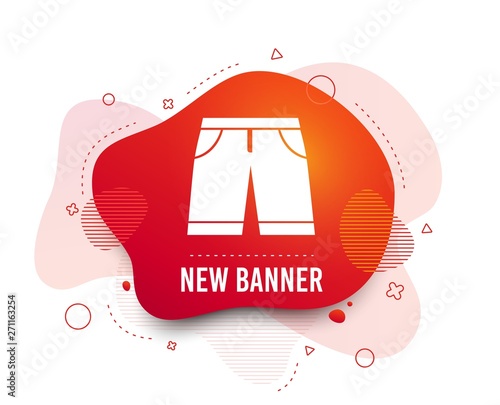 Fluid badge. Men's Bermuda shorts sign icon. Clothing symbol. Abstract shape. Gradient shorts icon. Flyer liquid banner. Vector