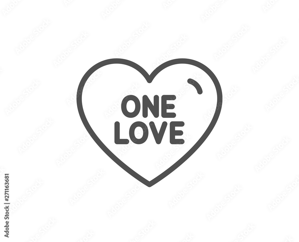 One love line icon. Sweet heart sign. Valentine day symbol. Quality design element. Linear style one love icon. Editable stroke. Vector