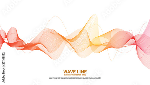 Orange Sound wave line curve on white background. Element for theme technology futuristic vector
