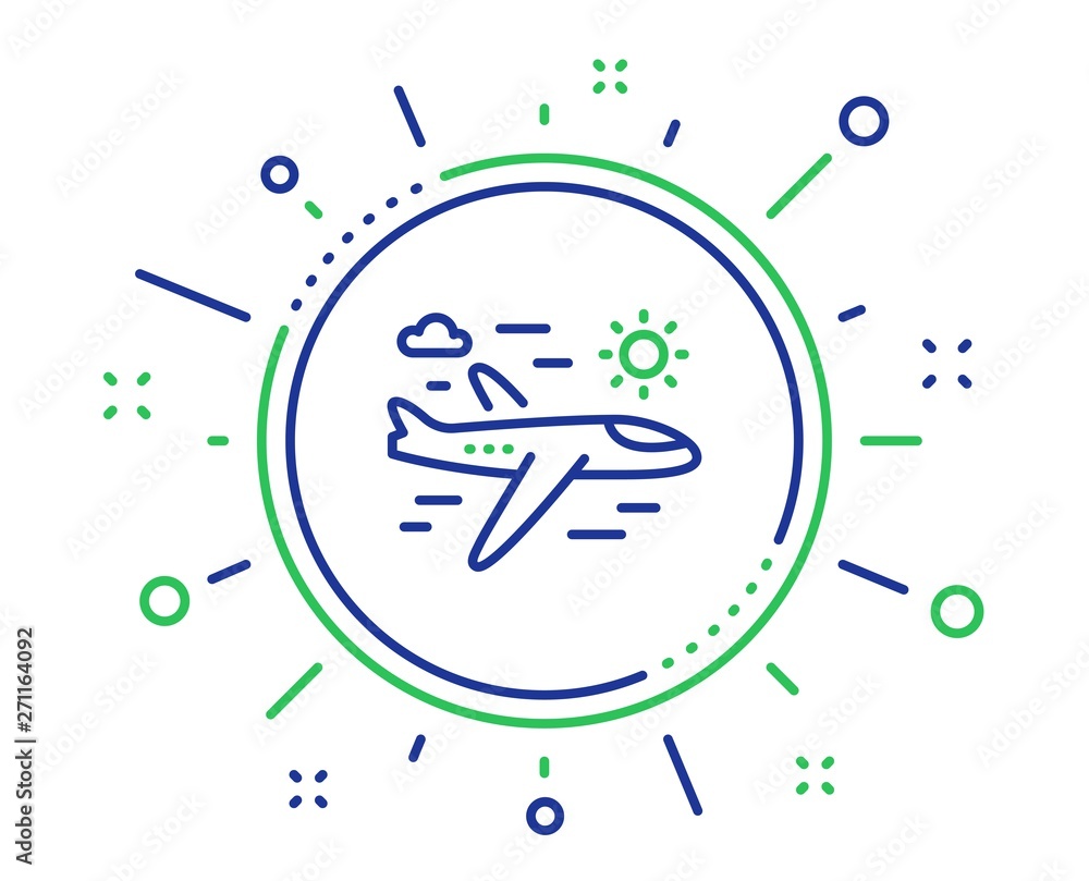 Airplane travel line icon. Trip flight sign. Holidays symbol. Quality design elements. Technology airplane travel button. Editable stroke. Vector Airplane travel line icon. Trip flight sign. Holidays symbol. Quality design elements. Technology airplane travel button. Editable stroke. Vector