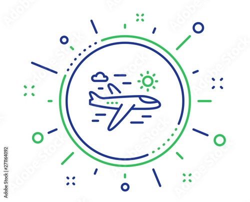 Airplane travel line icon. Trip flight sign. Holidays symbol. Quality design elements. Technology airplane travel button. Editable stroke. Vector