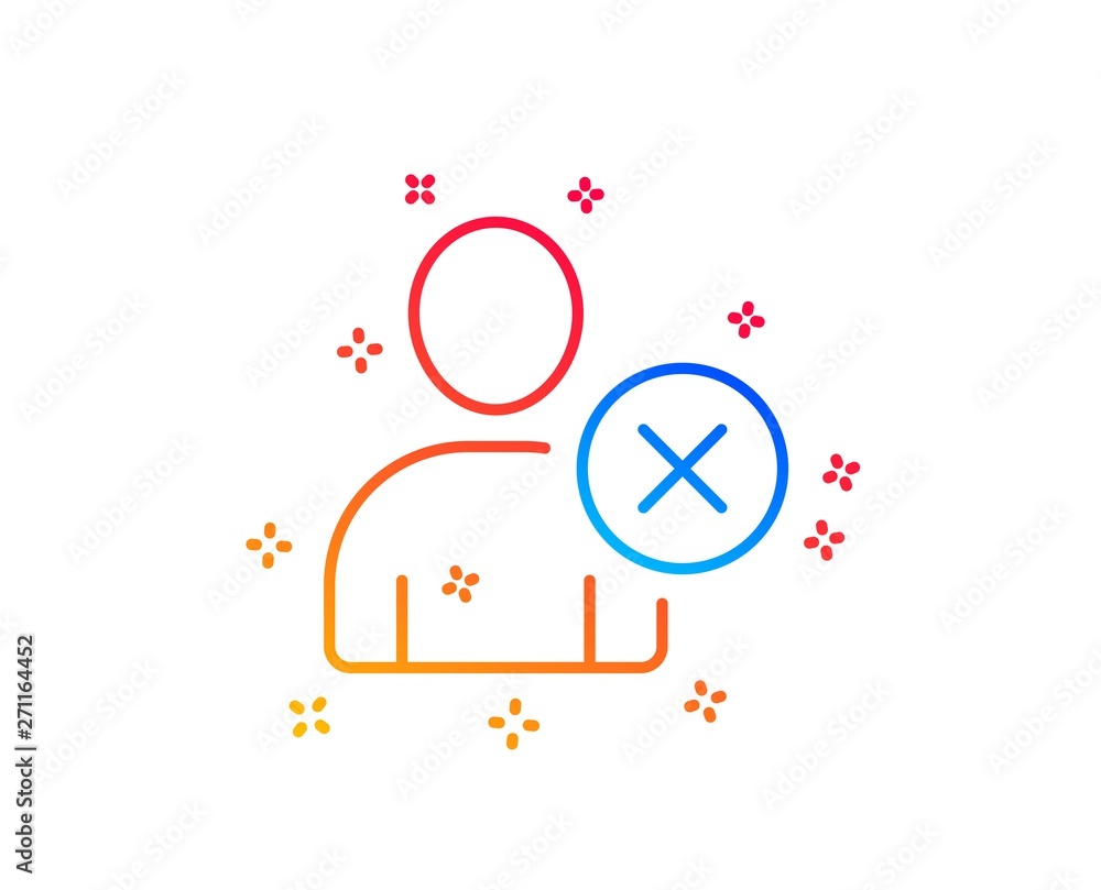 Remove User line icon. Profile Avatar sign. Person silhouette symbol. Gradient design elements. Linear delete user icon. Random shapes. Vector Remove User line icon. Profile Avatar sign. Person silhouette symbol. Gradient design elements. Linear delete user icon. Random shapes. Vector