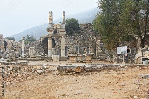 Fotografija Archaeological ruins of the Temple of Domitian, along the Curetes Road in the ruins of Ephesus, Turkey near Selcuk