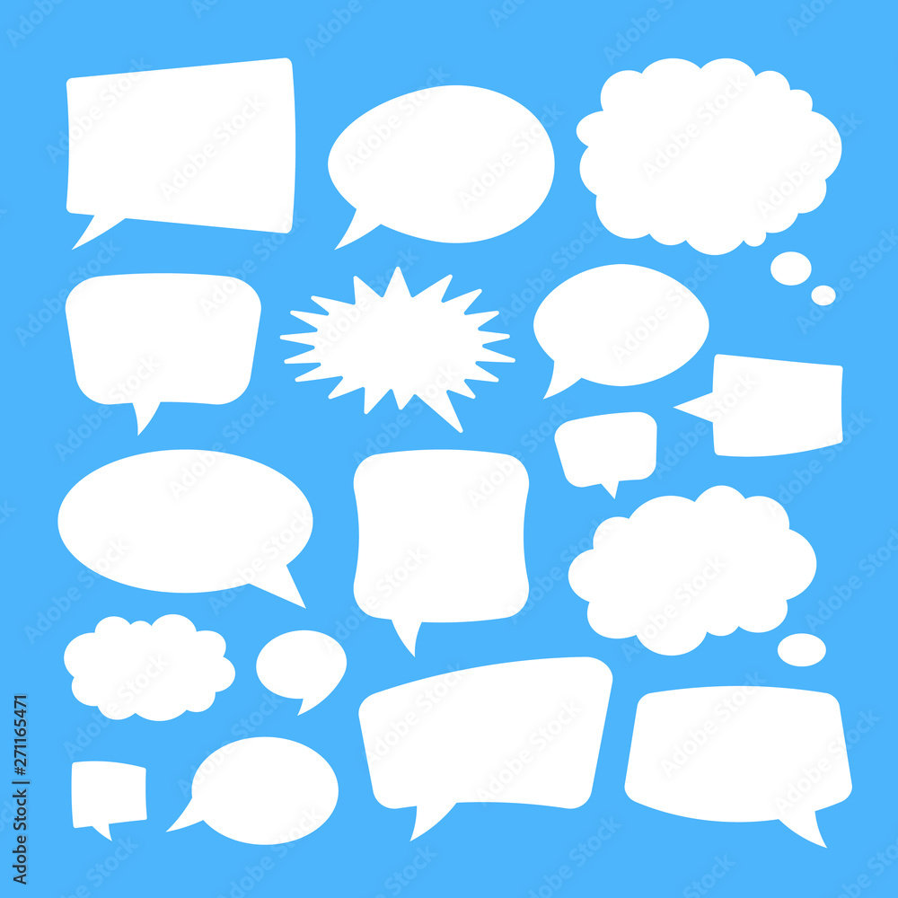 White speech bubbles isolated on blue background. Vector illustration White speech bubbles isolated on blue background. Vector illustration