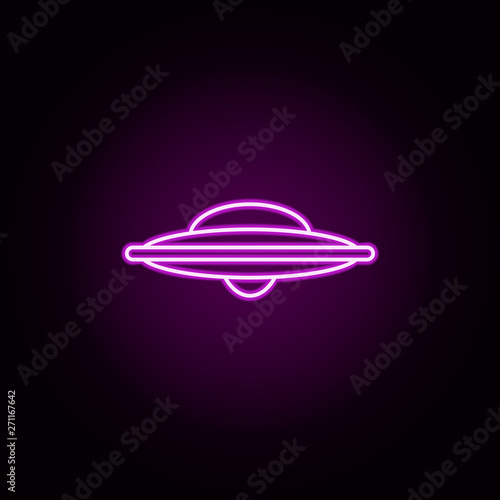 toy flying saucer neon icon. Elements of toys set. Simple icon for websites, web design, mobile app, info graphics