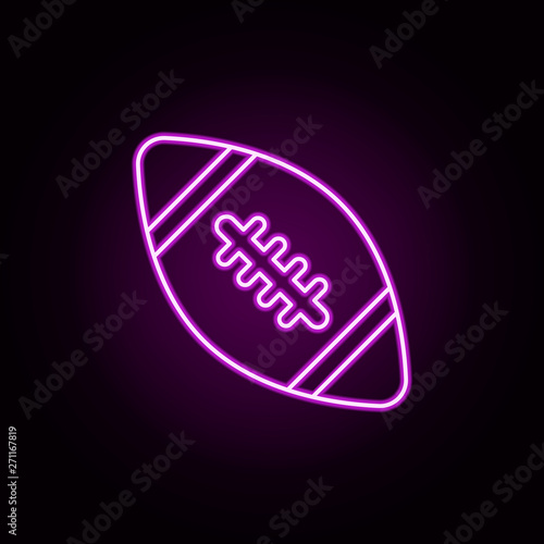 rugby ball neon icon. Elements of toys set. Simple icon for websites, web design, mobile app, info graphics