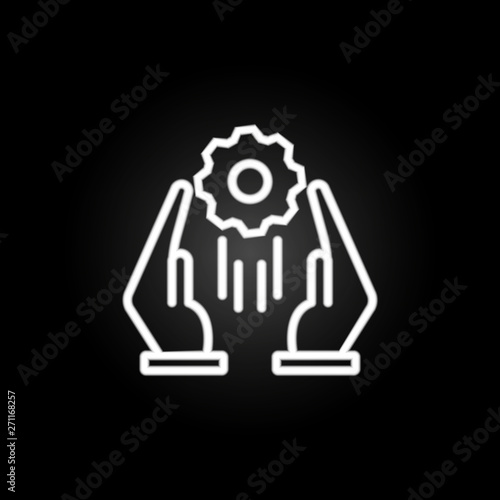 leadership, management control, gear neon icon. Elements of technology set. Simple icon for websites, web design, mobile app, info graphics