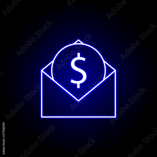 Fototapeta Naklejka Na Ścianę i Meble -  envelope dollar icon in neon style. Element of finance illustration. Signs and symbols icon can be used for web, logo, mobile app, UI, UX