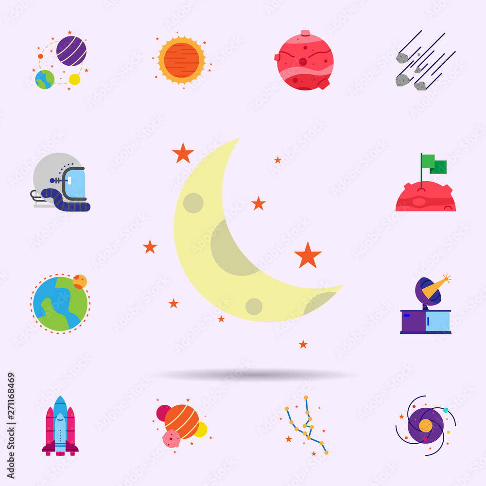 Fototapeta premium Space, moon color icon. Universal set of Space for website design and development, app development