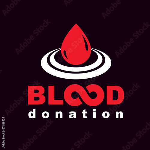 Vector blood donation inscription created with limitless symbol. Save life and donate blood conceptual illustration.