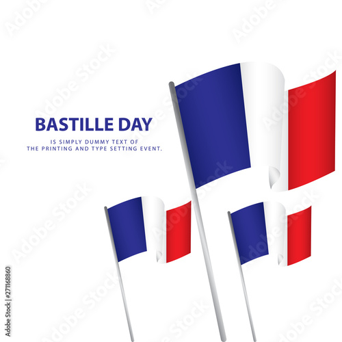 Happy Bastille Day Celebration Poster Vector Template Design Illustration