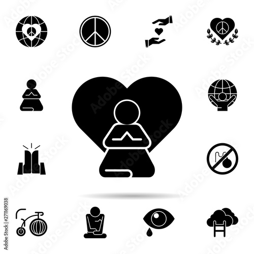 prier, meditation, human, heart icon. Universal set of peace and humanrights for website design and development, app development