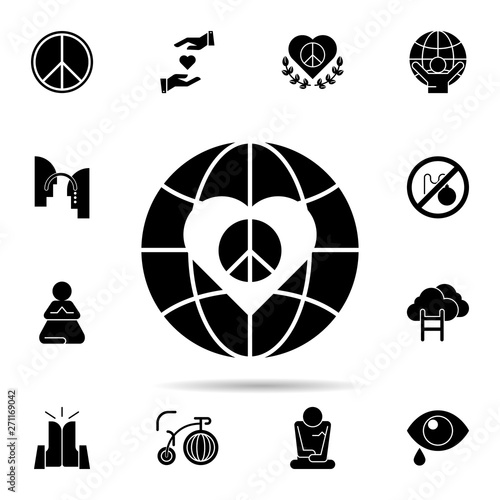 peace, globe, heart icon. Universal set of peace and humanrights for website design and development, app development
