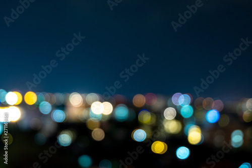 light bokeh city landscape at night sky with many stars, blurred background concept. © I Believe I Can Fly