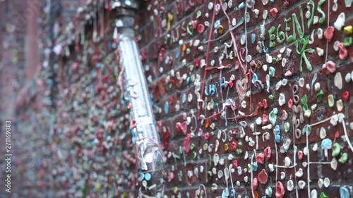 Gum wall in Post Alley street, Seattle photo
