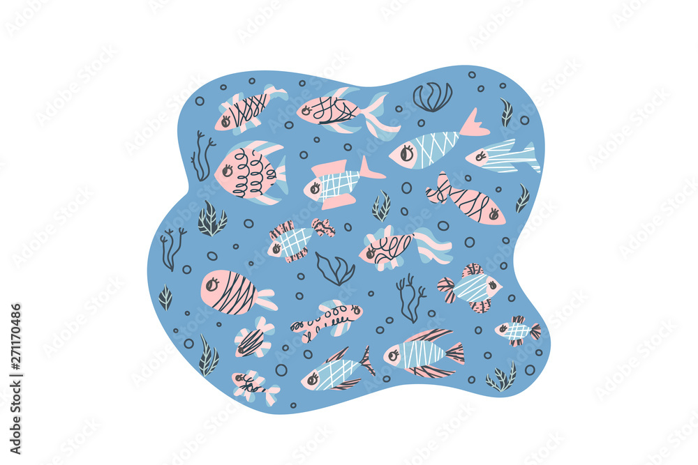 Vector fish collection isolated in doodle style. Vector fish collection isolated in doodle style.