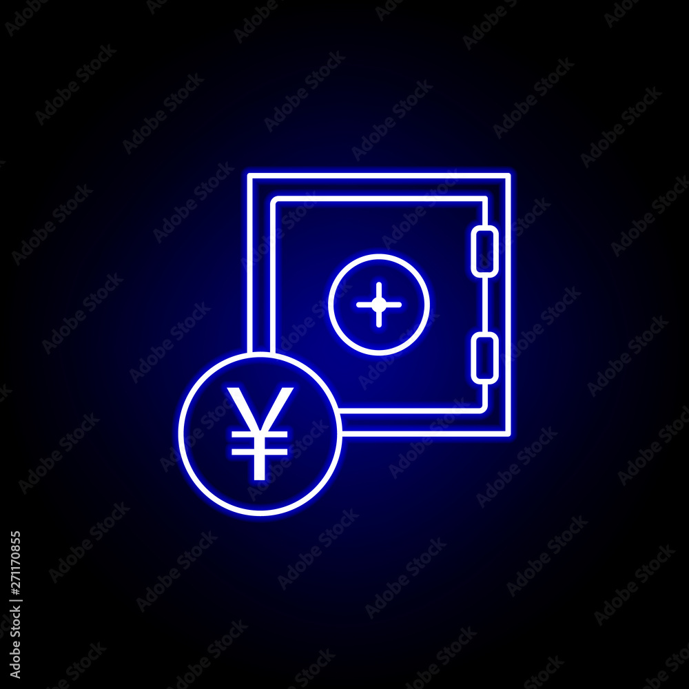 safe yuan icon in neon style. Element of finance illustration. Signs and symbols icon can be used for web, logo, mobile app, UI, UX safe yuan icon in neon style. Element of finance illustration. Signs and symbols icon can be used for web, logo, mobile app, UI, UX
