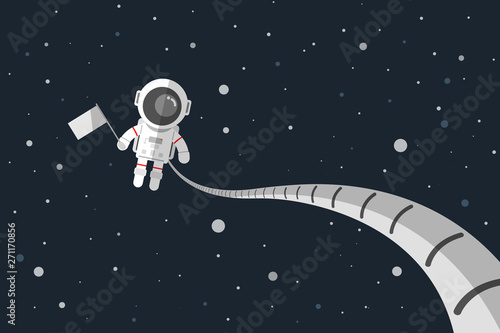 Flat design, Astronauts holding a flag in space, Vector illustration, Infographic Element