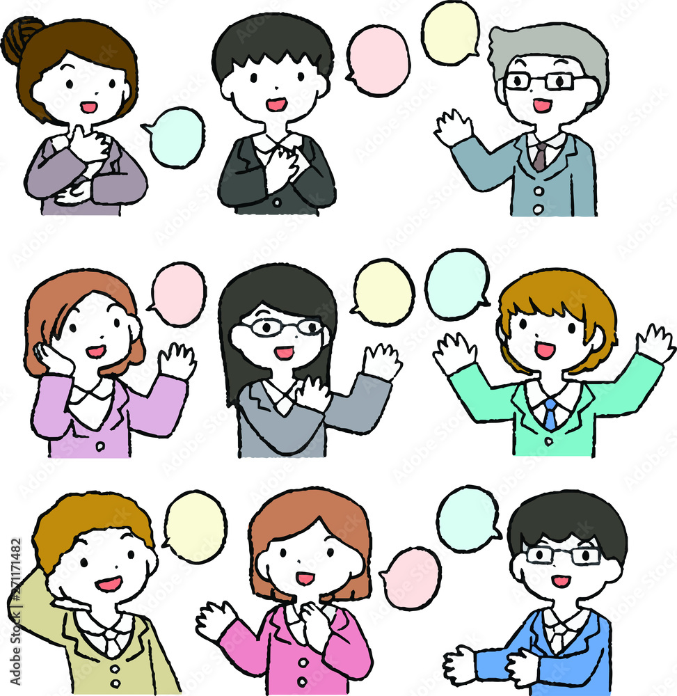Illustration of cute working people having a conversation set.epsIllustration of cute working people having a conversation set Illustration of cute working people having a conversation set.epsIllustration of cute working people having a conversation set