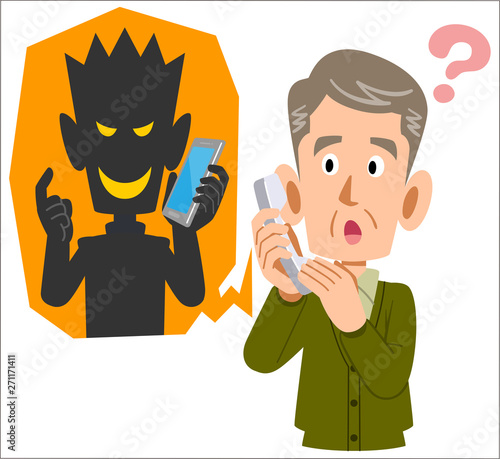 電話を使った詐欺と騙されそうなシニアの男性