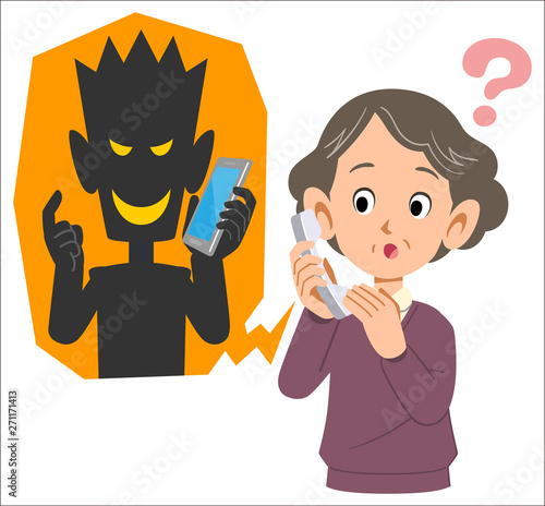 電話を使った詐欺と騙されそうなシニアの女性