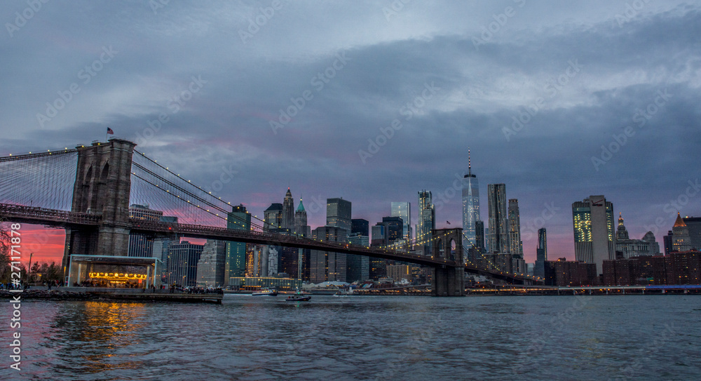 Pink sunset in Lower Manhattan