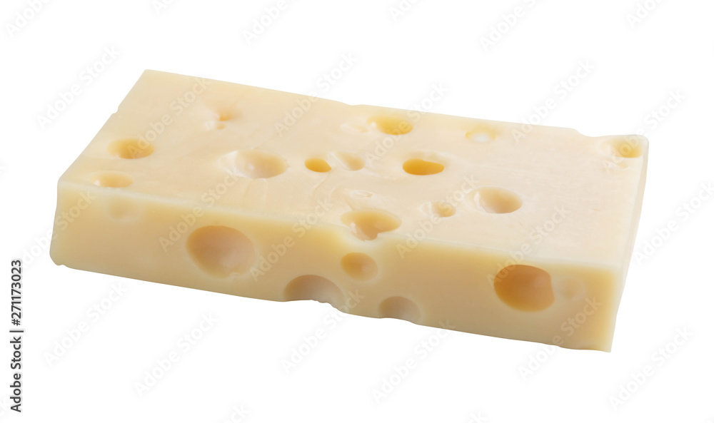 Swiss cheese on white background (with clipping path). Swiss cheese on white background (with clipping path).