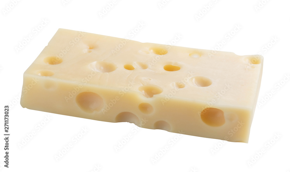 Swiss cheese on white background (with clipping path).