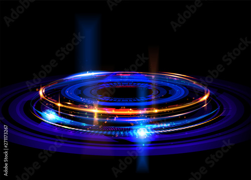 An abstract rotating frame in futuristic style. It is suitable for being as a background template, or a part of design in science, fantasy or technology related theme. © Bryan Vectorartist