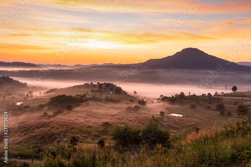 Top views landscape with the mist at Khao Ta Kean Ngo, Khao Kho District, Phetchabun, Thailand photo