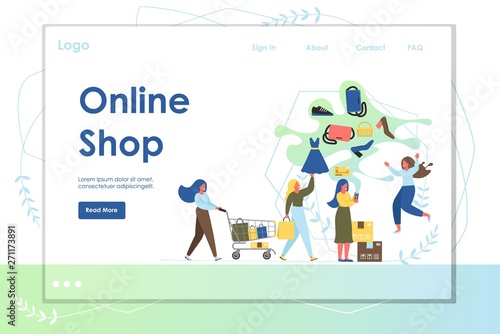 Online shop vector website landing page design template