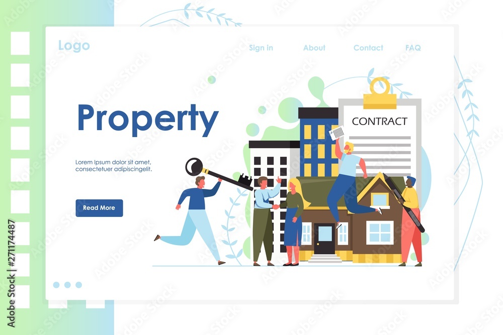 Property vector website landing page design template