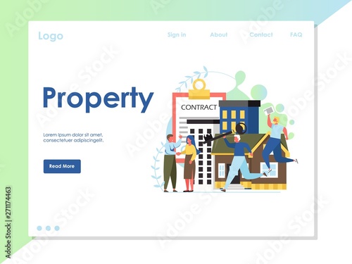 Property vector website landing page design template