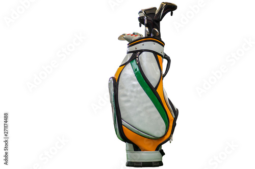 Golf bag. White background. With clipping path.
