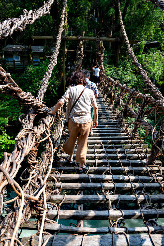 Suspension bridge made from vines in Iya, Tokushima prefecture, Japan