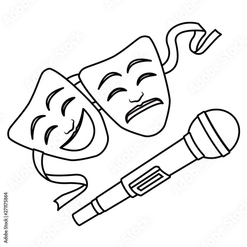 theater mask icon black and white