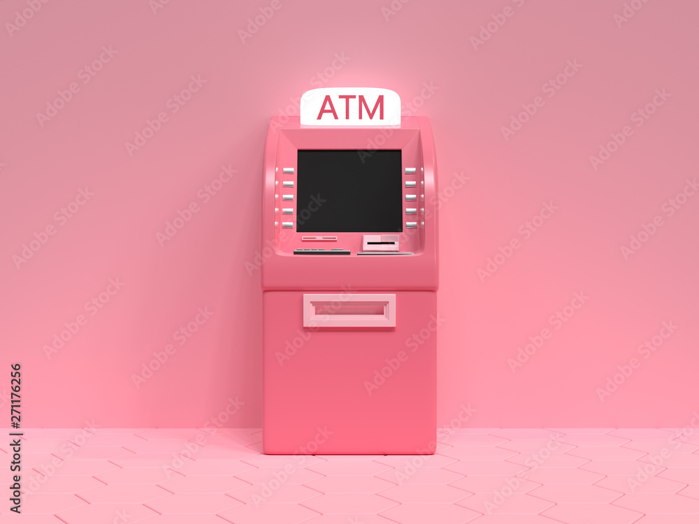 pink ATM machine business technology concept 3d render abstract cartoon  style Stock Illustration | Adobe Stock