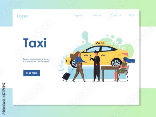 Taxi vector website landing page design template
