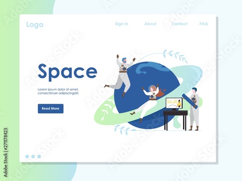 Space vector website landing page design template